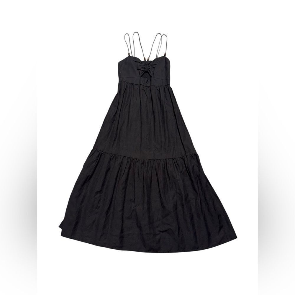 JASON WU Dbl Strap Linen w/ Cutout & wooden Beads on straps maxi dress sz small - Picture 3 of 8